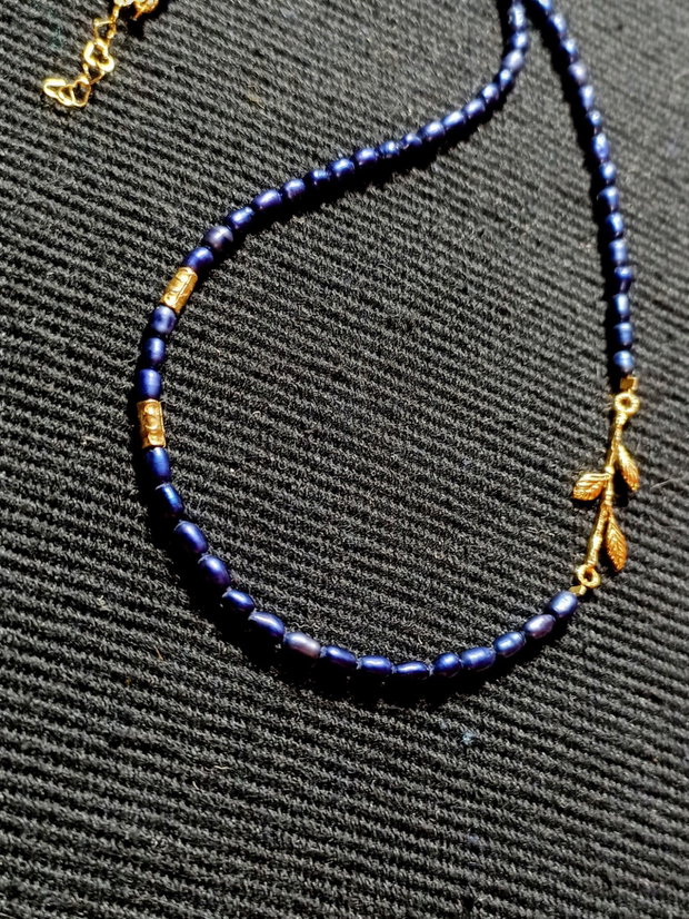 Colier vermeil perle naturale de cultura conector ramura argint placat cu aur minimalist asimetric boho chic trendy