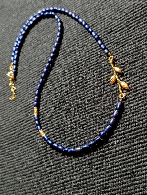 Colier vermeil perle naturale de cultura conector ramura argint placat cu aur minimalist asimetric boho chic trendy