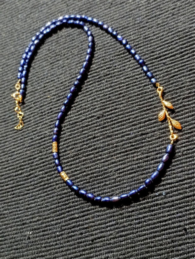 Colier vermeil perle naturale de cultura conector ramura argint placat cu aur minimalist asimetric boho chic trendy