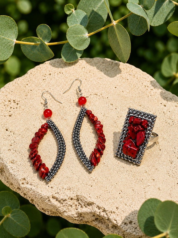 Set bijuterii- Coral rosu 02327