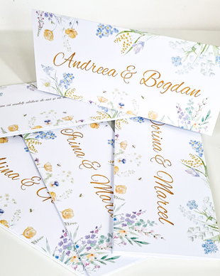 Plic nunta sau botez cu flori pastel