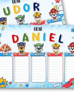 Orar școlar Paw patrol personalizat