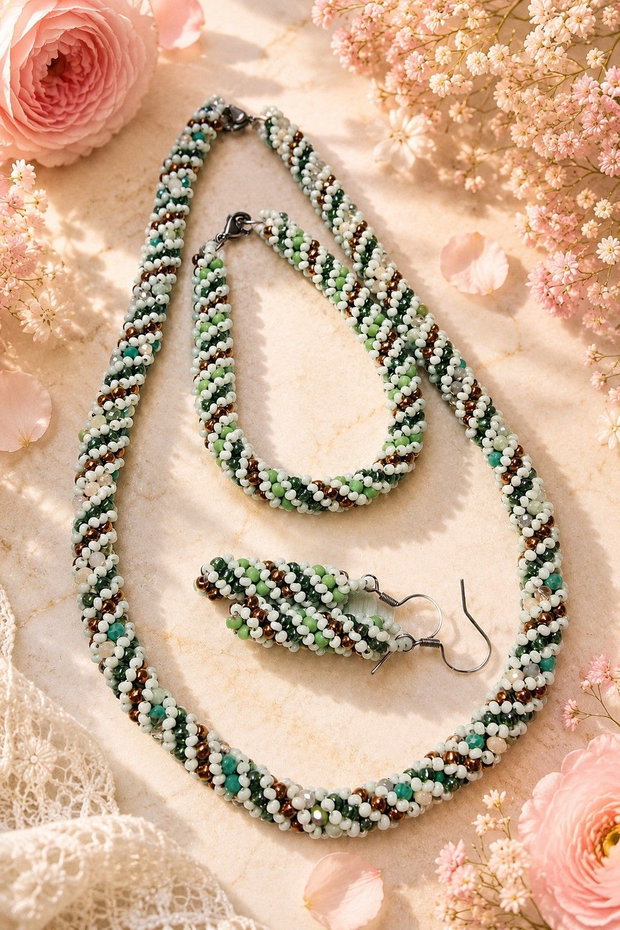 Set tubular spiral Green Ivy