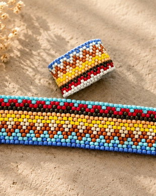 Set Drum de Culoare  Brățară și Inel din Mărgele