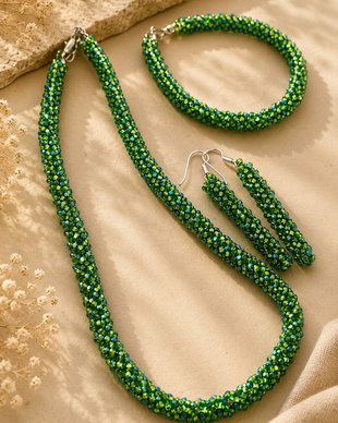 Set tubular shiny green