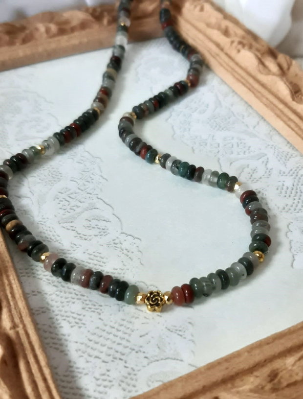 Colier bloodstone african si hematite aurii