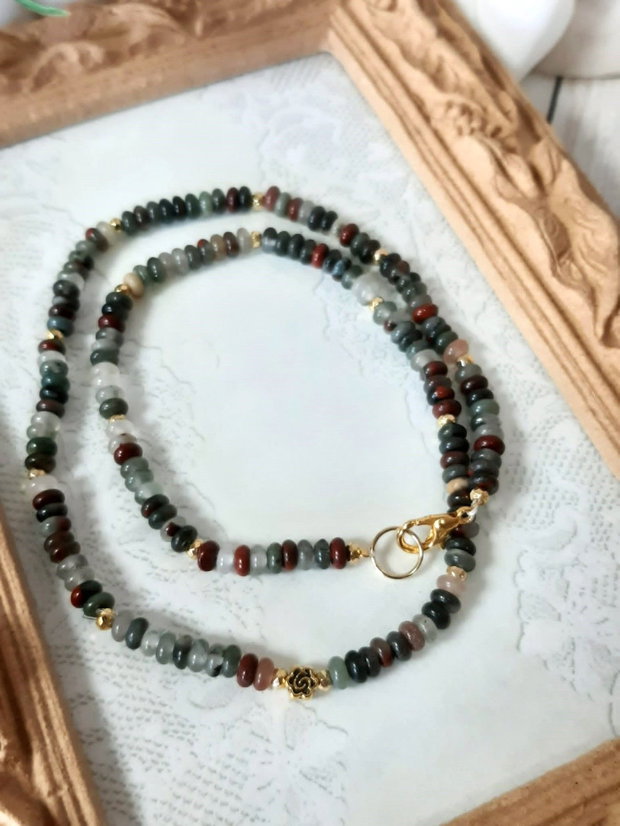 Colier bloodstone african si hematite aurii