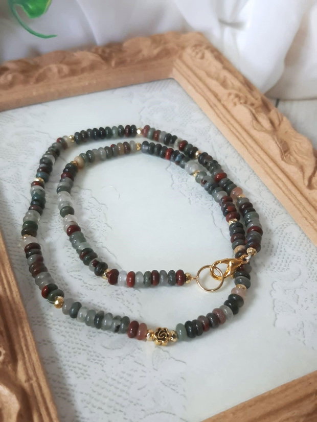 Colier bloodstone african si hematite aurii