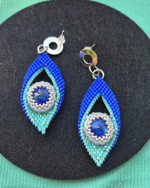 Cercei cristale albastru bleu