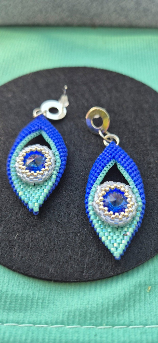 Cercei cristale albastru bleu
