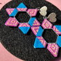 Cercei hexagoane mov bleu