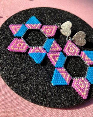 Cercei hexagoane mov bleu