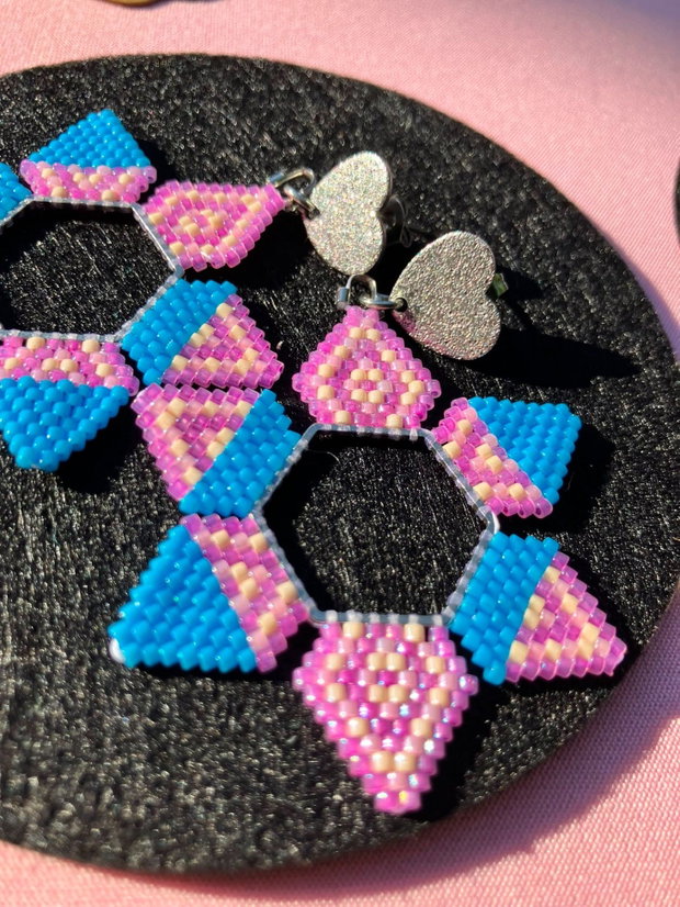 Cercei hexagoane mov bleu
