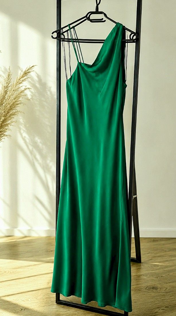 Rochie din vascoza verde smarald