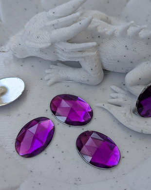 Cristal oval flatback din rășină 10 × 14 mm  Violet  cabochon fațetat pentru bijuterii handmade