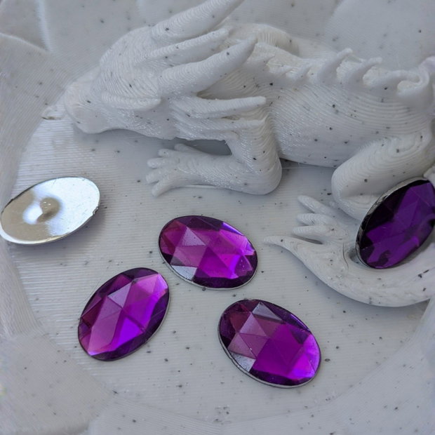 Cristal oval flatback din rășină 10 × 14 mm Violet cabochon fațetat pentru bijuterii handmade