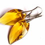 Cercei Cristale Swarovski leaf topaz si argint 925 - CE340.2 - Cercei statement, cercei cristale galbene, cercei romantici, cercei mari stralucitori, cadou pentru ea, cercei ocazie
