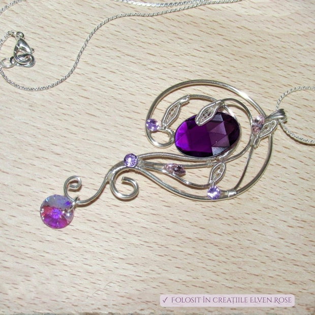 Cristal oval flatback din rășină 10 × 14 mm Violet cabochon fațetat pentru bijuterii handmade