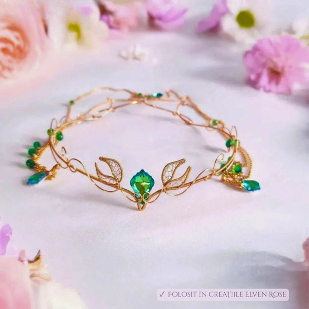 Pandantiv Baroque din sticlă 15 × 22 mm Verde irizat pentru bijuterii handmade