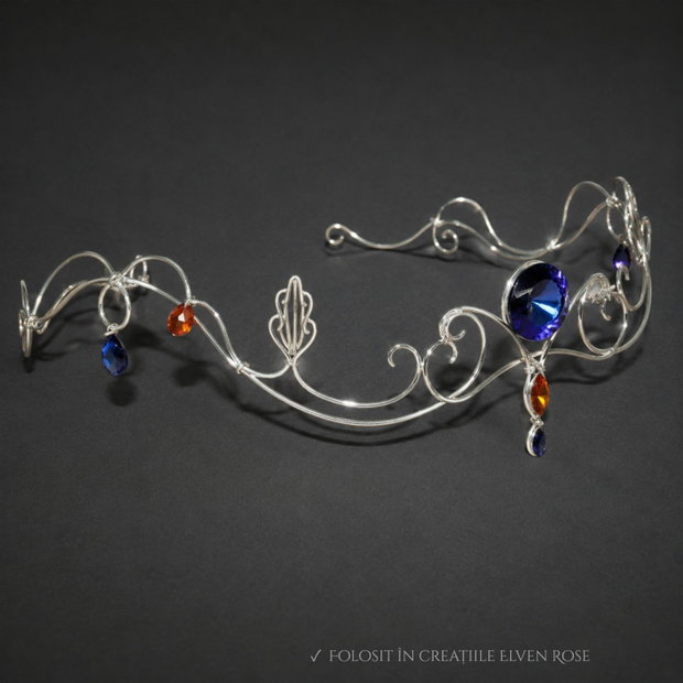 Cristale Rivoli din sticlă, albastru irizat, 8 mm pentru bijuterii handmade