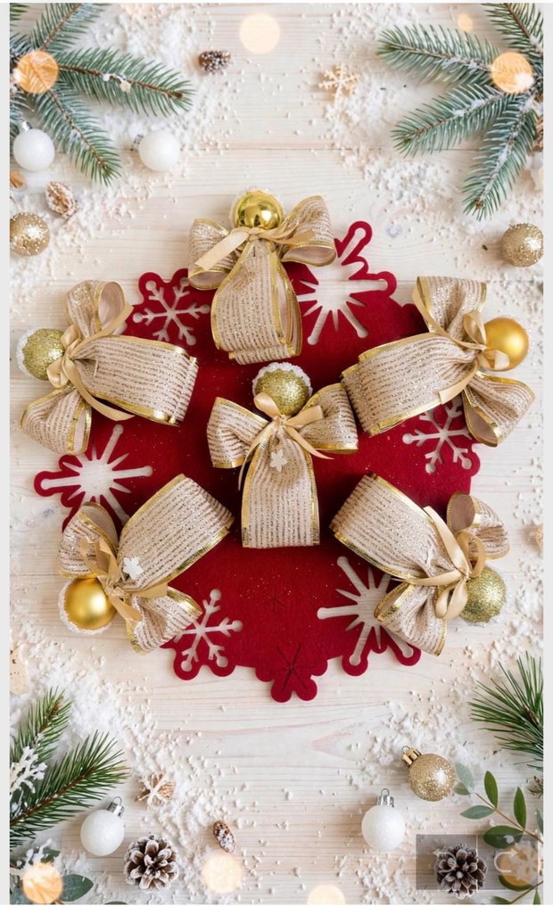 Set 6 ingerasi handmade aurii suport servetele, mărturii invitati/ decorațiuni festive