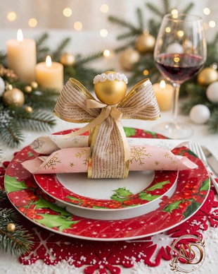 Set 6 ingerasi handmade aurii  suport servetele, mărturii invitati/ decorațiuni festive