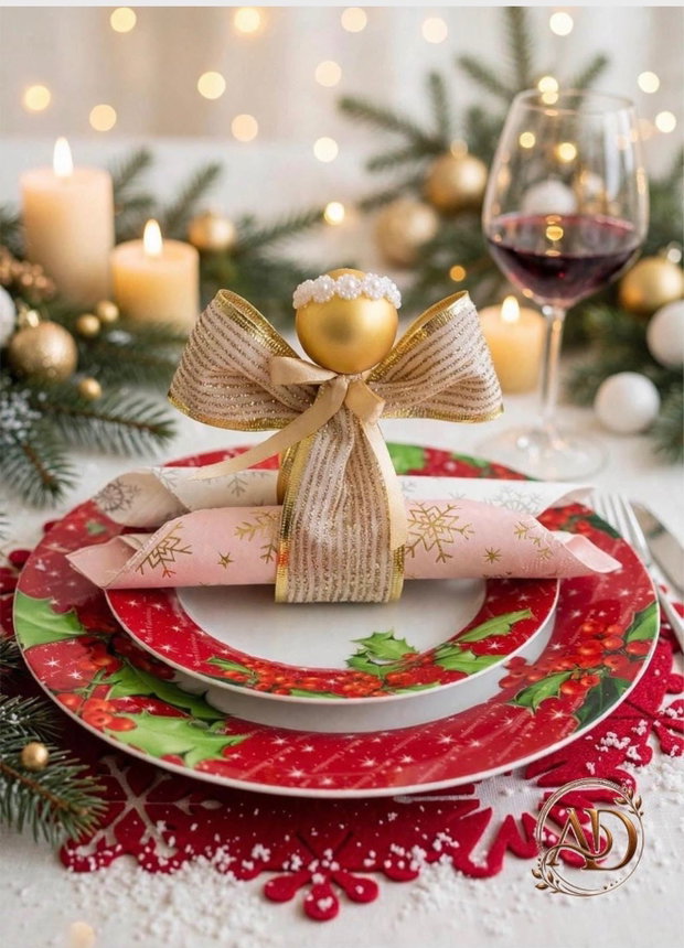 Set 6 ingerasi handmade aurii suport servetele, mărturii invitati/ decorațiuni festive