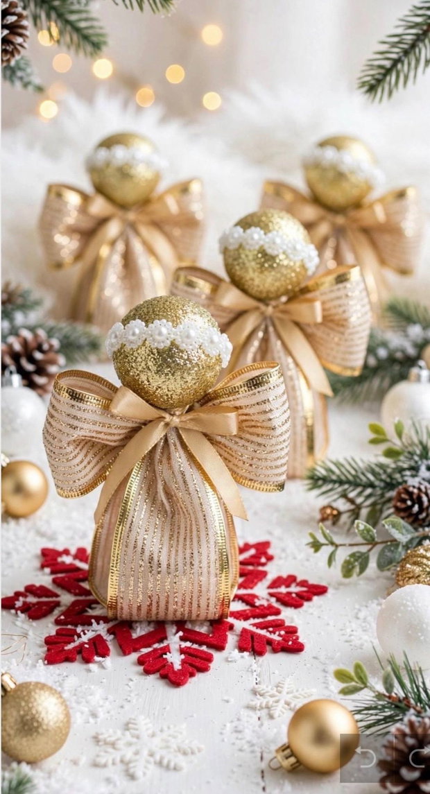 Set 6 ingerasi handmade aurii suport servetele, mărturii invitati/ decorațiuni festive