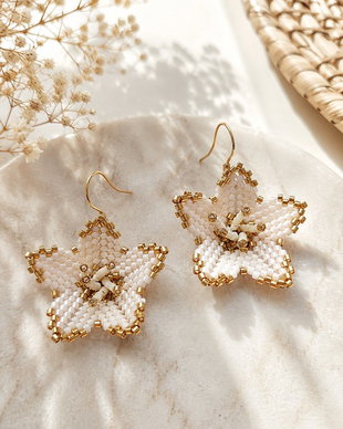 Cercei handmade Floare de Fildeș