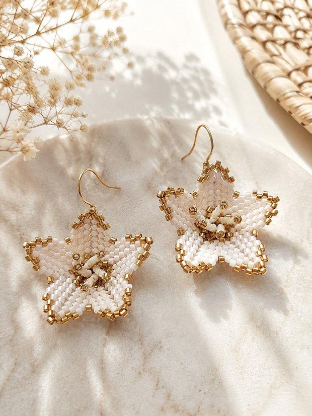 Cercei handmade Floare de Fildeș