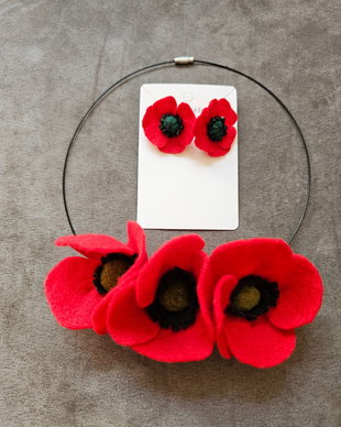 Set colier și cercei maci