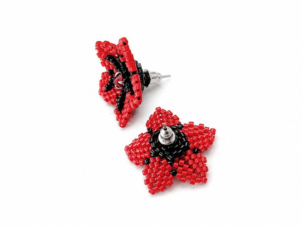 Cercei handmade "Floare rosie"