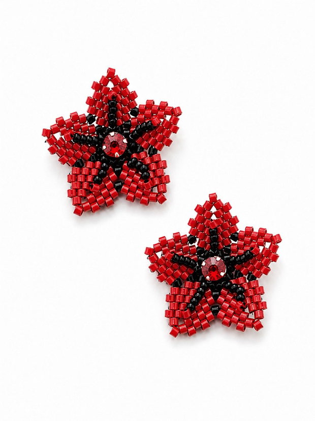 Cercei handmade "Floare rosie"