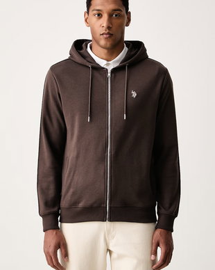 U.S. Polo Assn. hanorac cu fermoar și glugă pentru bărbați cu bumbac DHM Interlock Zip
