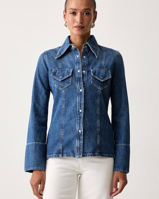 BOSS Orange cămașă de damă din denim C_SLIM SHIRT