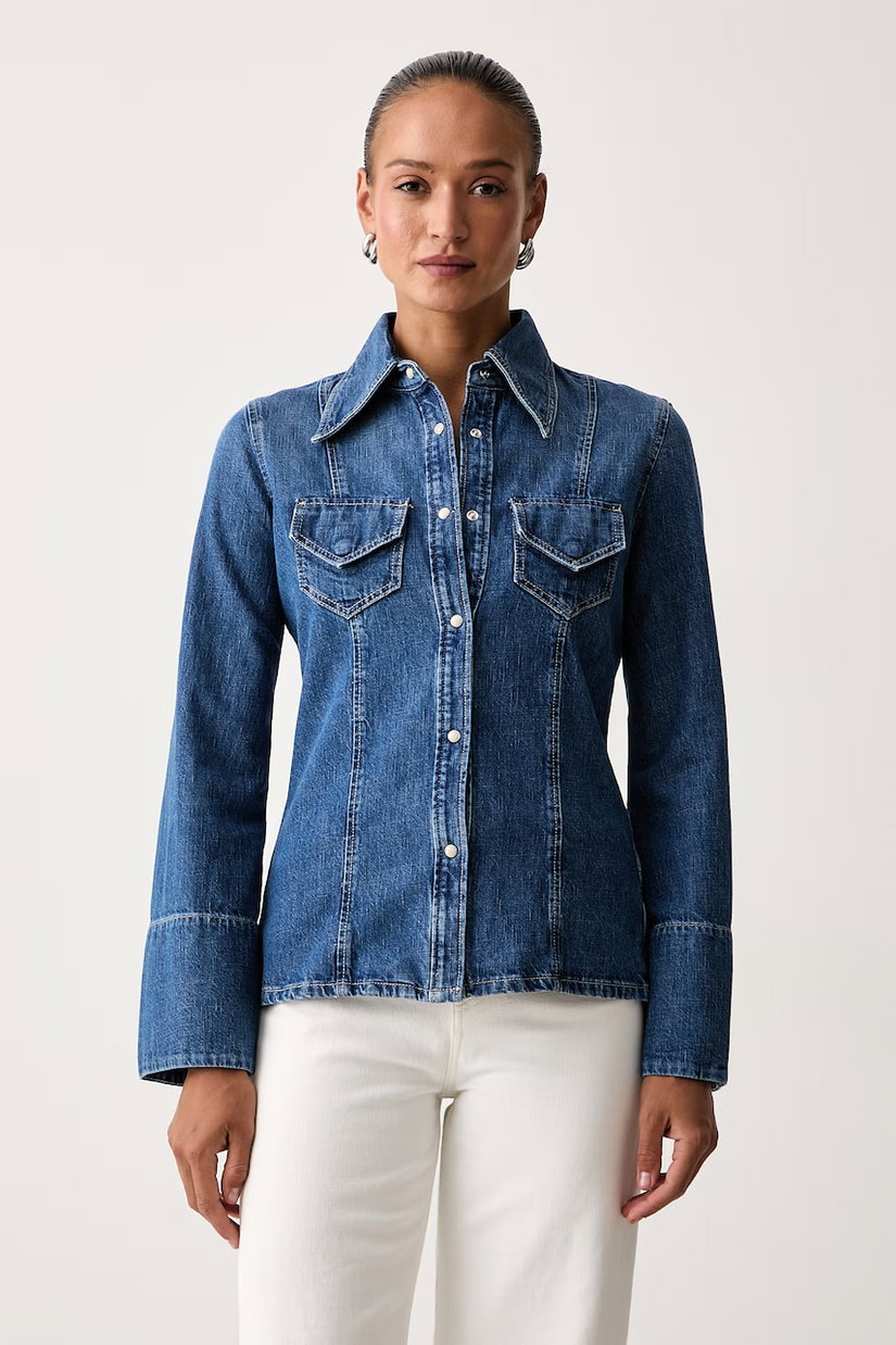 BOSS Orange cămașă de damă din denim C_SLIM SHIRT