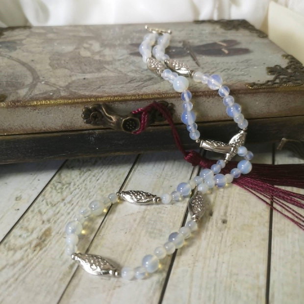 Colier choker opal cu elemente argintii
