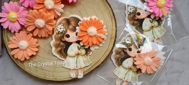 Mărturie personalizată pentru botez -margarete din ceară parfumată