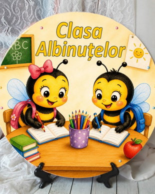 Placuta personalizata pentru usa clasei - tema albinute