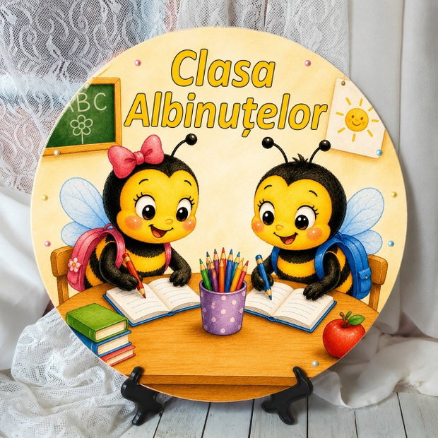 Placuta personalizata pentru usa clasei - tema albinute