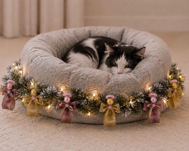 Set 3 Îngerași Crăciun 11cm - Panglică Catifea Luxury Roz Prafuit și Auriu | Cutie Aurie Cadou