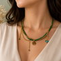 COLIER ~SUMMER ESCAPE~cristale sticlă,toho,accesorii placate cu aur,hematit,inox auriu