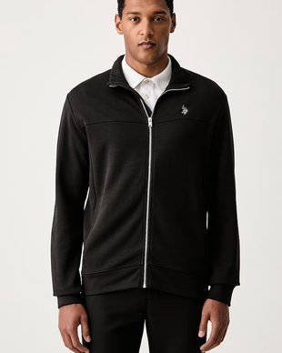 U.S. Polo Assn. hanorac cu fermoar pentru bărbați cu bumbac LUXE DHM ZIP THROUGH FUNNEL