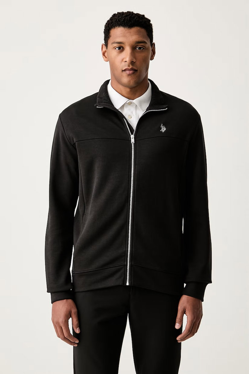 U.S. Polo Assn. hanorac cu fermoar pentru bărbați cu bumbac LUXE DHM ZIP THROUGH FUNNEL