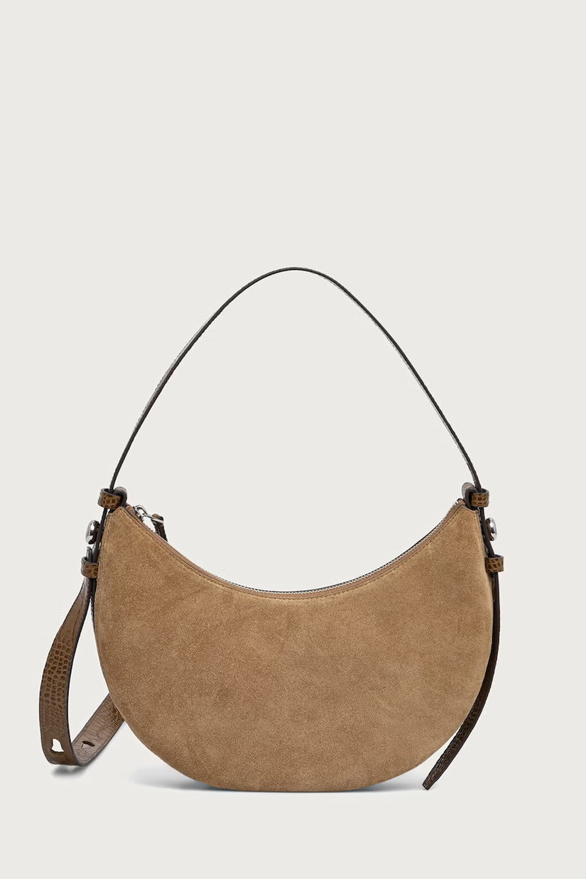 Tory Burch geantă crossbody pentru femei din piele întoarsă Romy Half Moon