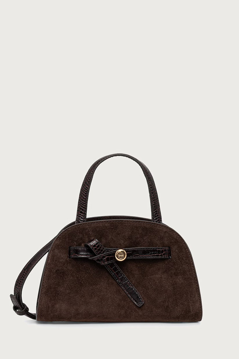 Tory Burch tote bag pentru femei din piele întoarsă Romy Small Bauletto