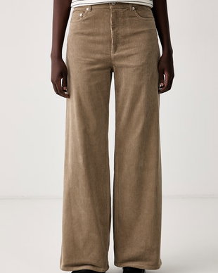 A.P.C. pantaloni wide leg pentru femei din catifea reiată jean clyde