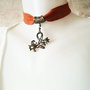 chocker boem patinat piele si pandant lujer