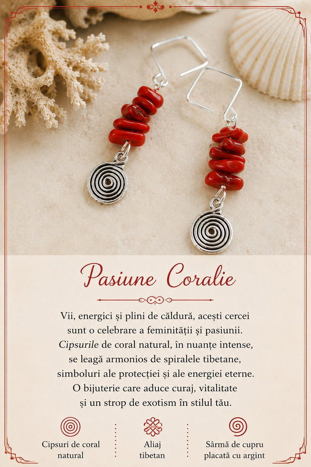 Cercei din coral Pasiune în fiecare detaliu