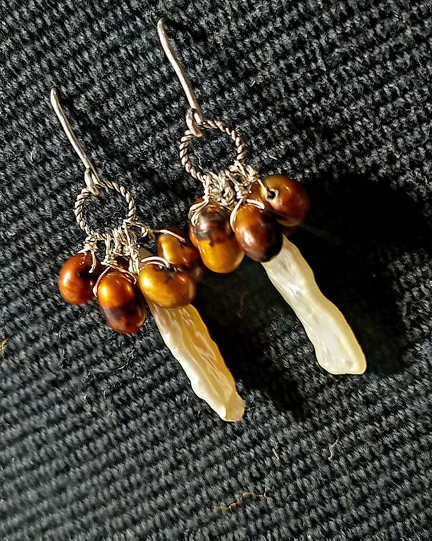 Cercei argint perle naturale de cultura baroc keshi boho chic trendy